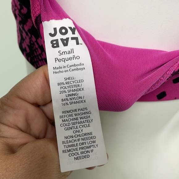 JoyLab Pink & Black Python Print Sports Bra - Size Small - Picture 4 of 4